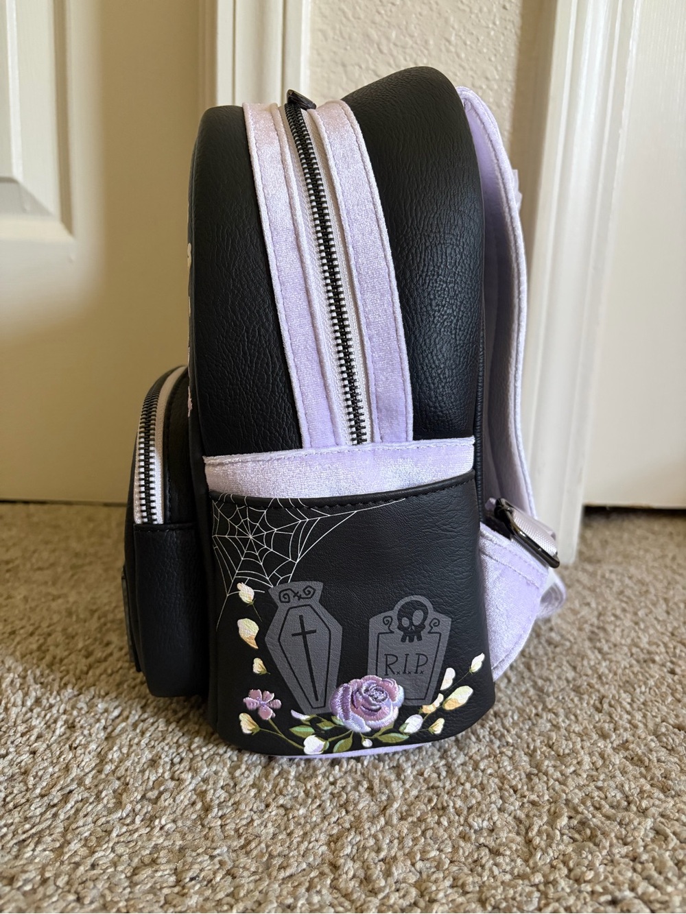 Loungefly Black The Nightmare Before Christmas Floral Mini Backpack - Picture 2 of 7